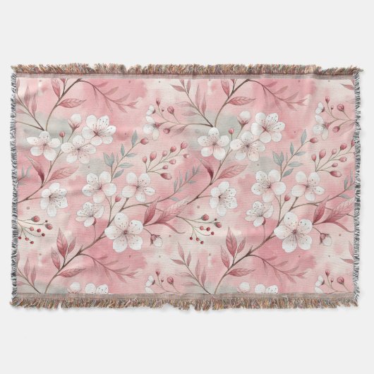 Sakura Blume Pattern Pink Decke (Vorderseite)