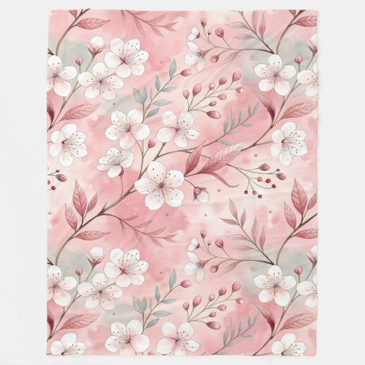 Sakura Blume Pattern Pink Fleecedecke (Vorderseite)
