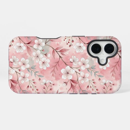 Sakura Blume Pattern Pink iPhone 16 Hülle (Rückseite (Horizontal))