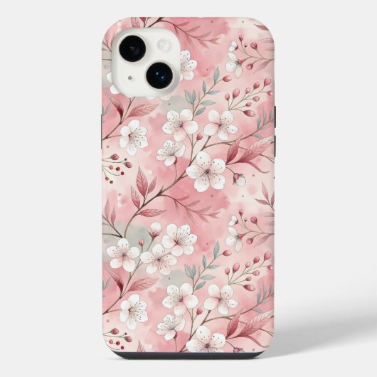 Sakura Blume Pattern Pink iPhone Hülle (Rückseite)