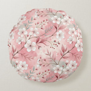Sakura Blume Pattern Pink Rundes Kissen