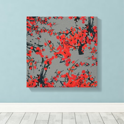 Sakura Blume Stretched Canvas Print Leinwanddruck (Insitu (Holzboden))
