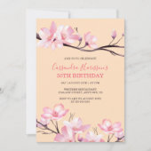 Sakura Blush Pink Cherry Blossom Peach Birthday Einladung (Vorderseite)