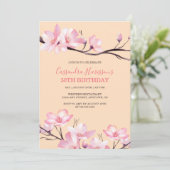 Sakura Blush Pink Cherry Blossom Peach Birthday Einladung (Stehend Vorderseite)
