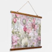 Sakura Blush Serenade Botanisch Wandteppich Mit Holzrahmen (Gewinkelt)