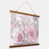 Sakura Blush Serenade Botanisch Wandteppich Mit Holzrahmen (Gewinkelt)