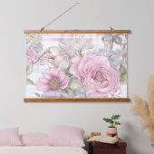 Sakura Blush Serenade Botanisch Wandteppich Mit Holzrahmen (Schlafzimmer)