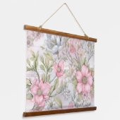 Sakura Blush Serenade Botanisch Wandteppich Mit Holzrahmen (Gewinkelt)