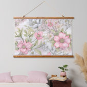 Sakura Blush Serenade Botanisch Wandteppich Mit Holzrahmen (Schlafzimmer)