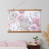 Sakura Blush Serenade Botanisch Wandteppich Mit Holzrahmen (Schlafzimmer)