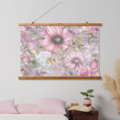 Sakura Blush Serenade Botanisch Wandteppich Mit Holzrahmen (Schlafzimmer)