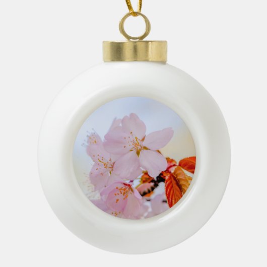 Sakura - Blüte der japanischen Kirsche Keramik Kugel-Ornament (Vorderseite)