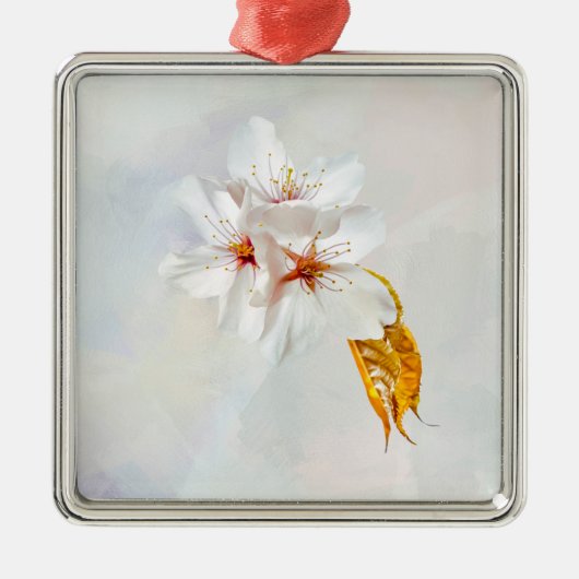 Sakura - Blüte der japanischen Kirsche Silbernes Ornament (Vorne)