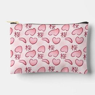 Sakura Blüten mit Kanji Zubehörtasche