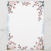 Sakura Blüten und Fans Briefbogen (Vorderseite)