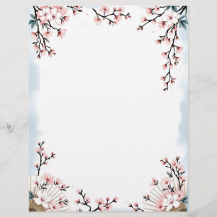 Sakura Blüten und Fans Briefbogen