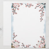 Sakura Blüten und Fans Briefbogen (Vorne/Hinten)