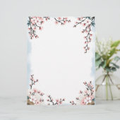 Sakura Blüten und Fans Briefbogen (Stehend Vorderseite)