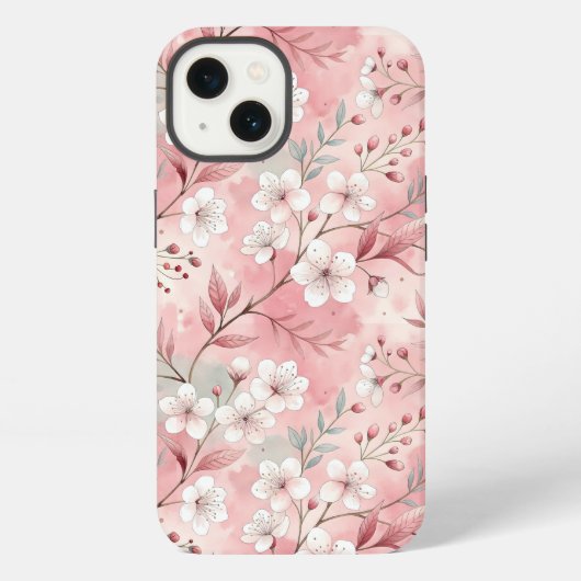 Sakura-Blütenmuster Rosa iPhone Hülle (Rückseite)