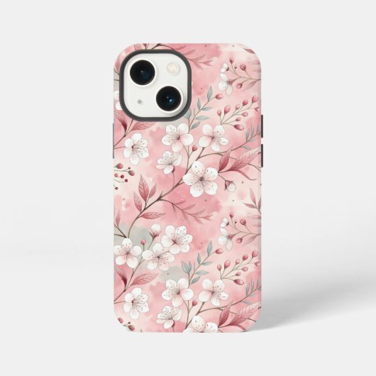 Sakura-Blütenmuster Rosa iPhone Hülle (Rückseite)