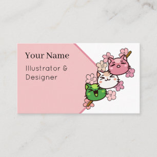 Sakura Cat Dango - Kawaii Japan Frühling Visitenkarte