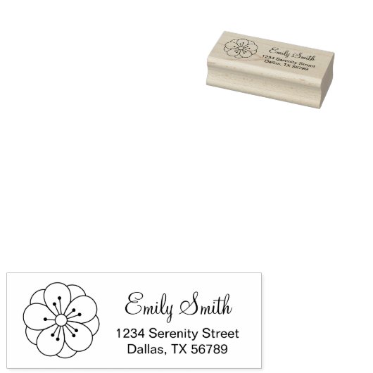 Sakura Cherry Blossom Blume Rücksendeadresse Gummistempel (Stempel)