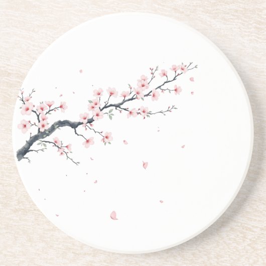 Sakura Cherry Blossom Branch Sandstone Coaster Getränkeuntersetzer (Vorne)