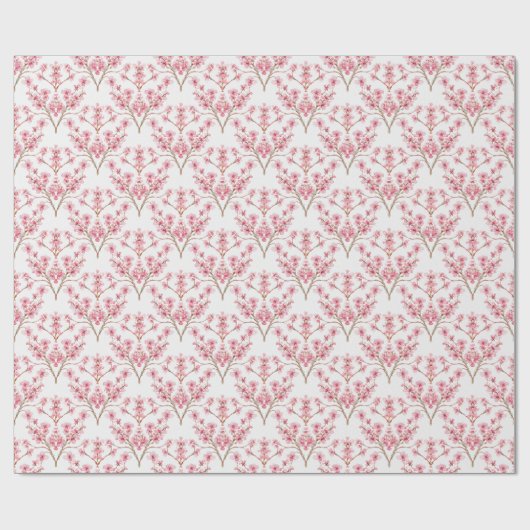 Sakura Cherry Blossom Damask Wassercolor Geschenkpapier (Flach)