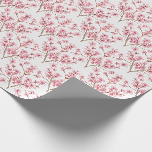 Sakura Cherry Blossom Damask Wassercolor Geschenkpapier (Ecke)
