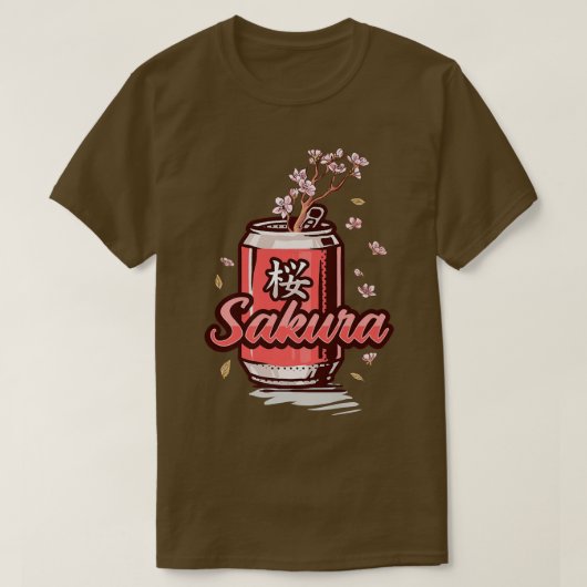 Sakura Cherry Blossom Drink Can Art für Japanisch T-Shirt (Design vorne)