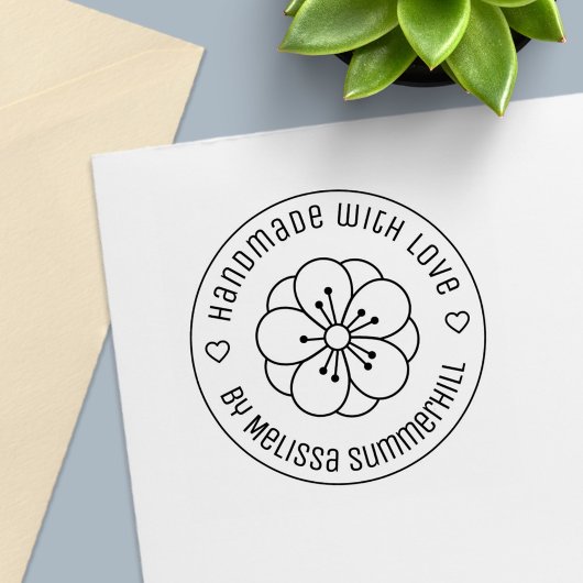 Sakura Cherry Blossom Flower Handmade with Love Permastempel