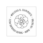 Sakura Cherry Blossom Flower Round Address 4 Gummistempel (Prägung)