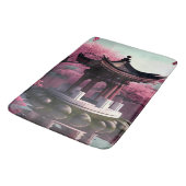 Sakura Cherry Blossom Garden Shrine Pond Japanisch Badematte (Schrägansicht)