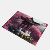 Sakura Cherry Blossom Garden Shrine Pond Japanisch Fußmatte (Schrägansicht)