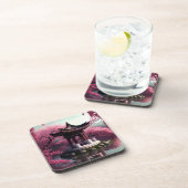 Sakura Cherry Blossom Garden Shrine Pond Japanisch Getränkeuntersetzer (Rechte Seite)