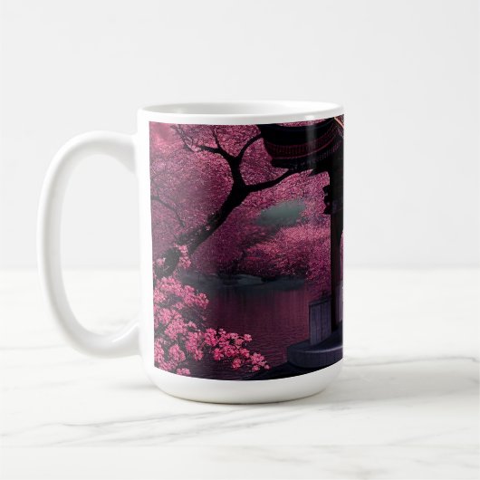 Sakura Cherry Blossom Garden Shrine Pond Japanisch Kaffeetasse (Links)