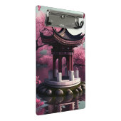 Sakura Cherry Blossom Garden Shrine Pond Japanisch Mini Klemmbrett (Schrägansicht)