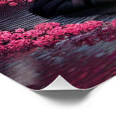 Sakura Cherry Blossom Garden Shrine Pond Japanisch Poster (Ecke)