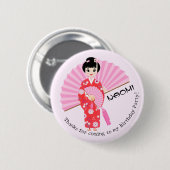 Sakura Cherry Blossom Japanisches Mädchen Geburtst Button (Vorne & Hinten)