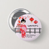 Sakura Cherry Blossom Japanisches Mädchen Geburtst Button (Vorne & Hinten)