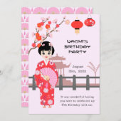 Sakura Cherry Blossom Japanisches Mädchen Geburtst Dankeskarte (Vorne/Hinten)