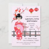 Sakura Cherry Blossom Japanisches Mädchen Geburtst Einladung (Vorderseite)