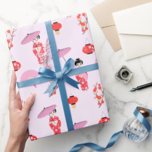 Sakura Cherry Blossom Japanisches Mädchen Geburtst Geschenkpapier