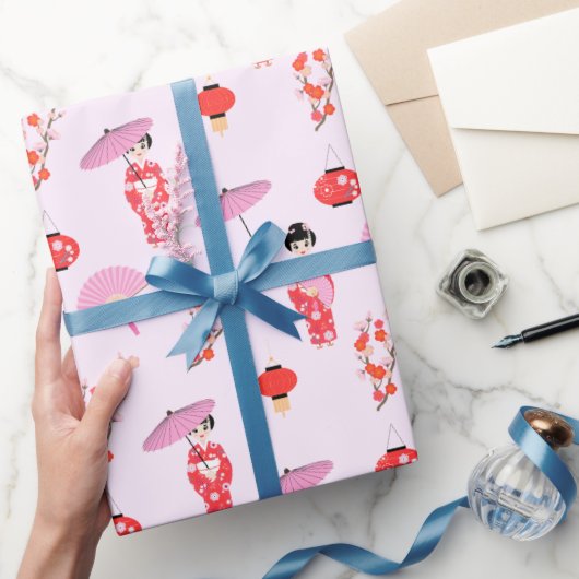 Sakura Cherry Blossom Japanisches Mädchen Geburtst Geschenkpapier (Schenken)
