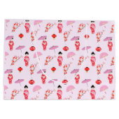 Sakura Cherry Blossom Japanisches Mädchen Geburtst Große Geschenktüte (Rückseite)