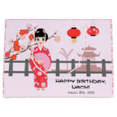 Sakura Cherry Blossom Japanisches Mädchen Geburtst Große Geschenktüte (Vorderseite)