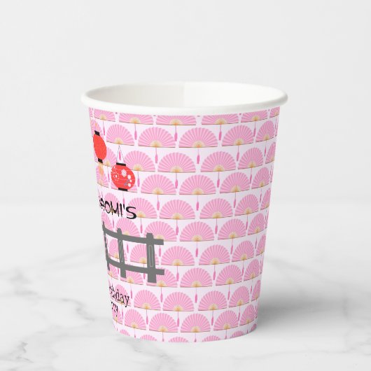 Sakura Cherry Blossom Japanisches Mädchen Geburtst Pappbecher (Links)