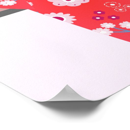 Sakura Cherry Blossom Japanisches Mädchen Geburtst Poster (Ecke)