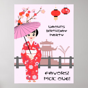 Sakura Cherry Blossom Japanisches Mädchen Geburtst Poster