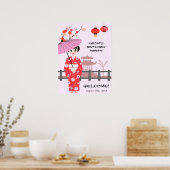 Sakura Cherry Blossom Japanisches Mädchen Geburtst Poster (Küche)